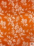 Italian Timeless Floral Printed Flowy Viscose Satin - Orange / Buttercream