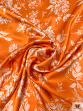 Italian Timeless Floral Printed Flowy Viscose Satin - Orange / Buttercream