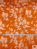 Italian Timeless Floral Printed Flowy Viscose Satin - Orange / Buttercream