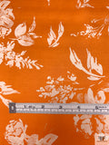 Italian Timeless Floral Printed Flowy Viscose Satin - Orange / Buttercream