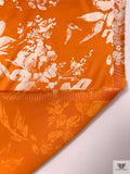 Italian Timeless Floral Printed Flowy Viscose Satin - Orange / Buttercream