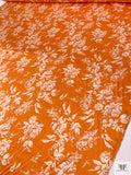Italian Timeless Floral Printed Flowy Viscose Satin - Orange / Buttercream