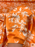 Italian Timeless Floral Printed Flowy Viscose Satin - Orange / Buttercream