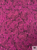 Double-Bloom Floral Printed Washed Cupro-Feel Rayon Twill - Berry-Magenta / Eggplant Purple