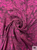 Double-Bloom Floral Printed Washed Cupro-Feel Rayon Twill - Berry-Magenta / Eggplant Purple