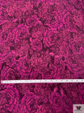 Double-Bloom Floral Printed Washed Cupro-Feel Rayon Twill - Berry-Magenta / Eggplant Purple