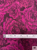 Double-Bloom Floral Printed Washed Cupro-Feel Rayon Twill - Berry-Magenta / Eggplant Purple