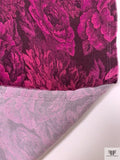 Double-Bloom Floral Printed Washed Cupro-Feel Rayon Twill - Berry-Magenta / Eggplant Purple