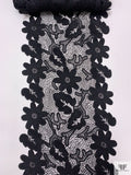 Floral Novelty Guipure Lace Trim - Black
