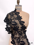 Floral Novelty Guipure Lace Trim - Black
