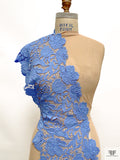 Floral Embroidered and Lightly Corded Novelty Trim - Periwinkle Blue