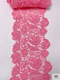Floral Embroidered and Lightly Corded Novelty Trim - Bubblegum Pink