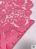 Floral Embroidered and Lightly Corded Novelty Trim - Bubblegum Pink