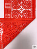 Crochet-Look Guipure Lace Trim - Fire Orange