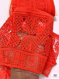 Crochet-Look Guipure Lace Trim - Fire Orange