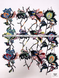 Vine Floral Embroidered Guipure-Like Applique - Multicolor