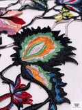 Vine Floral Embroidered Guipure-Like Applique - Multicolor