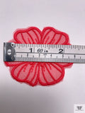 Small Wild Rose Embroidered Organza Applique Set - Raspberry