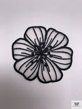 Large Wild Rose Embroidered Organza Applique Set - Black / White