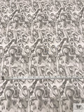 Fluid Malachite Printed Soft Rayon Jersey Knit - Grey / Light Ivory
