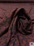 Ditsy Rings Printed Soft Rayon Jersey Knit - Rust / Black