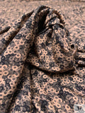 Ditsy Rings Printed Soft Rayon Jersey Knit - Light Peach / Black