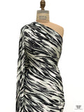Brushstroke Striations Printed Soft Rayon Jersey Knit - Black / Off-White / Grey