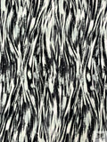 Brushstroke Striations Printed Soft Rayon Jersey Knit - Black / Off-White / Grey