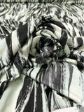 Brushstroke Striations Printed Soft Rayon Jersey Knit - Black / Off-White / Grey