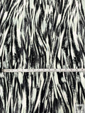 Brushstroke Striations Printed Soft Rayon Jersey Knit - Black / Off-White / Grey