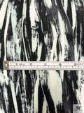 Brushstroke Striations Printed Soft Rayon Jersey Knit - Black / Off-White / Grey