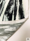 Brushstroke Striations Printed Soft Rayon Jersey Knit - Black / Off-White / Grey