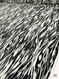 Brushstroke Striations Printed Soft Rayon Jersey Knit - Black / Off-White / Grey