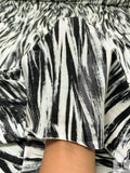 Brushstroke Striations Printed Soft Rayon Jersey Knit - Black / Off-White / Grey