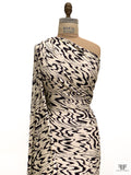 Hazy Ripple Printed Soft Rayon Jersey Knit - Creamy-Beige / Black / Blue