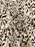 Hazy Ripple Printed Soft Rayon Jersey Knit - Creamy-Beige / Black / Blue