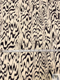 Hazy Ripple Printed Soft Rayon Jersey Knit - Creamy-Beige / Black / Blue