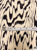 Hazy Ripple Printed Soft Rayon Jersey Knit - Creamy-Beige / Black / Blue