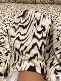 Hazy Ripple Printed Soft Rayon Jersey Knit - Creamy-Beige / Black / Blue