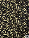 Hazy Ripple Printed Soft Rayon Jersey Knit - Black / Chartreuse / Creamy-Beige