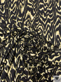 Hazy Ripple Printed Soft Rayon Jersey Knit - Black / Chartreuse / Creamy-Beige