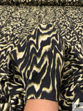 Hazy Ripple Printed Soft Rayon Jersey Knit - Black / Chartreuse / Creamy-Beige