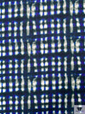 Tie-Dye Plaid Printed Soft Rayon Jersey Knit - Smoky Teal / Indigo Blue / Light Beige
