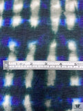 Tie-Dye Plaid Printed Soft Rayon Jersey Knit - Smoky Teal / Indigo Blue / Light Beige