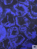 Tie-Dye Blossoms Printed Soft Rayon Jersey Knit - Indigo Blue / Navy