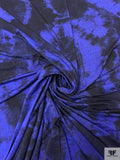 Tie-Dye Blossoms Printed Soft Rayon Jersey Knit - Indigo Blue / Navy
