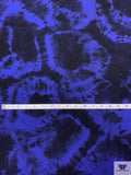 Tie-Dye Blossoms Printed Soft Rayon Jersey Knit - Indigo Blue / Navy