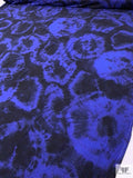 Tie-Dye Blossoms Printed Soft Rayon Jersey Knit - Indigo Blue / Navy