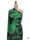 Tie-Dye Blossoms Printed Soft Rayon Jersey Knit - Green / Black