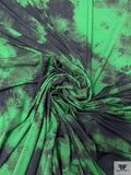 Tie-Dye Blossoms Printed Soft Rayon Jersey Knit - Green / Black